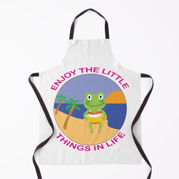 Item preview, Enjoy The Little Things Frog At The Beach Pink Text Illustration designed and sold by DeliveryGeorge.