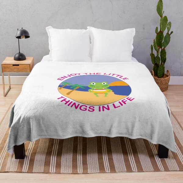 Item preview, Enjoy The Little Things Frog At The Beach Pink Text Illustration designed and sold by DeliveryGeorge.