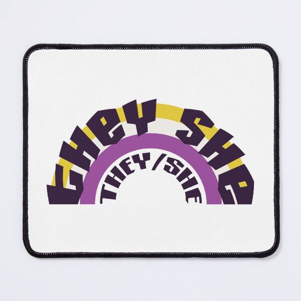 Item preview, THEY/SHE pronouns nonbinary rainbow flag designed and sold by seraphmars.