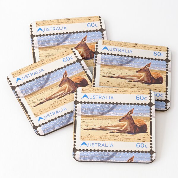 Item preview, 60c Photo of Kangaroo at beach Stamp designed and sold by 2AGoodHome.