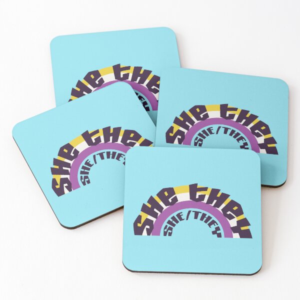 Item preview, SHE/THEY pronouns nonbinary rainbow designed and sold by seraphmars.