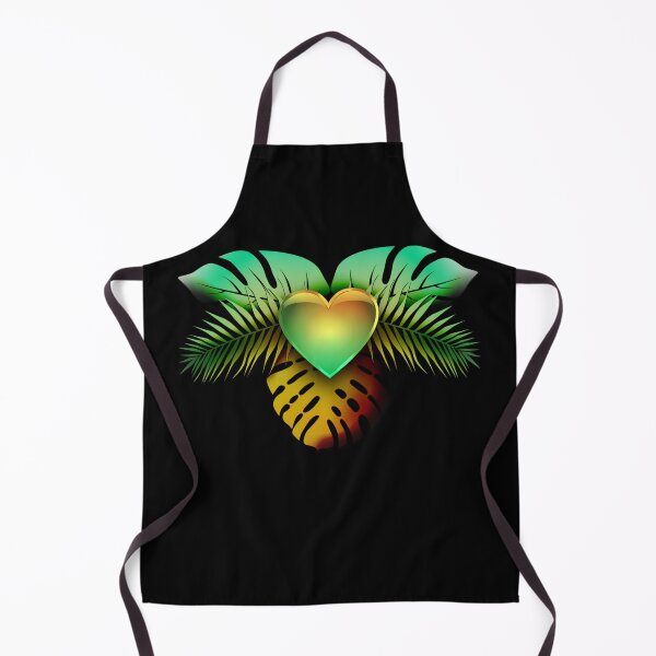 Item preview, Green and orange tropical leaves heart designed and sold by TipTopTapo.