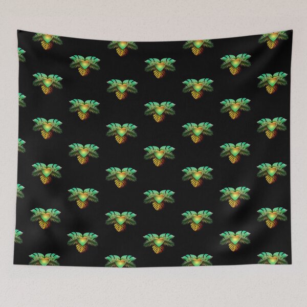Item preview, Green and orange  tropical leaves heart designed and sold by TipTopTapo.