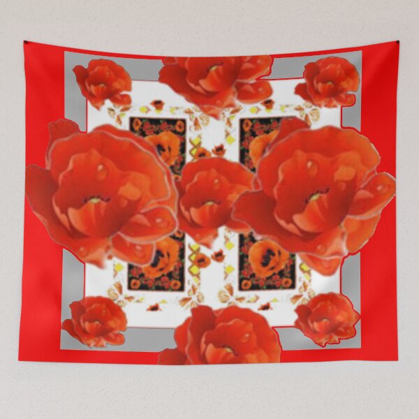 Item preview, ABSTRACT  BLOOMING ORANGE POPPY FLOWERS GARDEN  PATTERN  designed and sold by sharlesart.