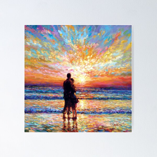 Sunset Beach Couple Posters for Sale