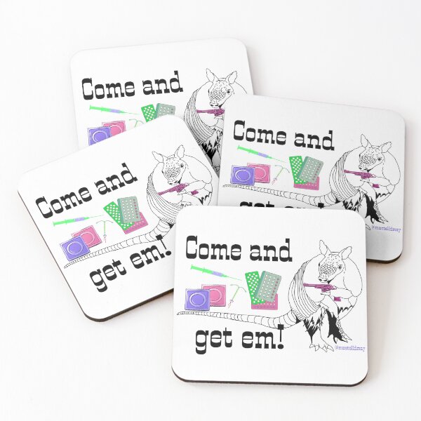 Item preview, Come and Get em armadillo gun contraceptives designed and sold by MustelidMayArt.