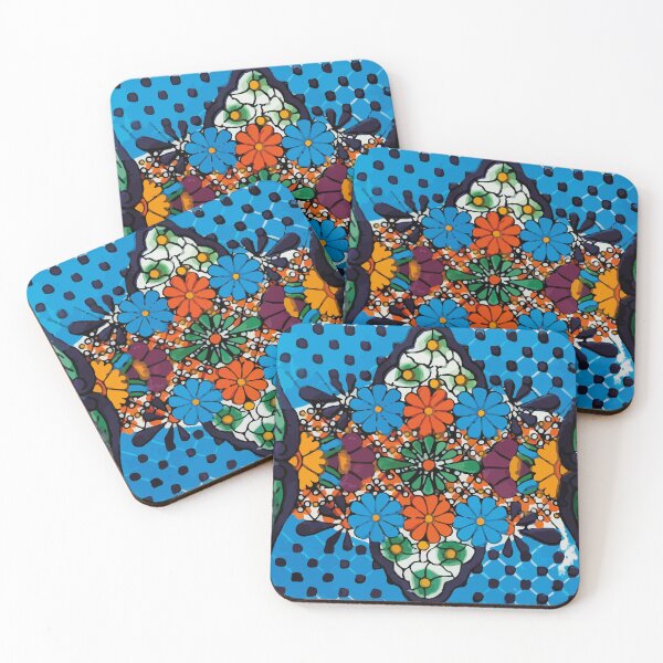 Item preview, Rustic bouquet vibrant blue talavera tile baldosa designed and sold by T-Mex.