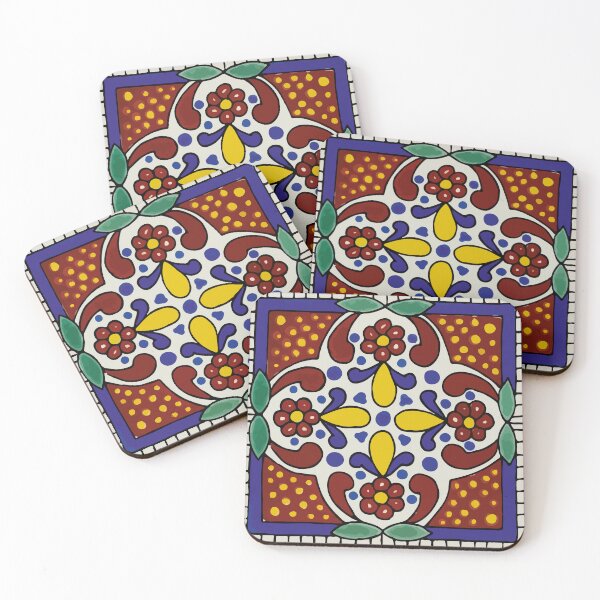 Artikelvorschau, Punkte Blumen Volkskunst rustikale Talavera-Fliesen mexikanischer typischer Backsplash entworfen und verkauft von T-Mex.
