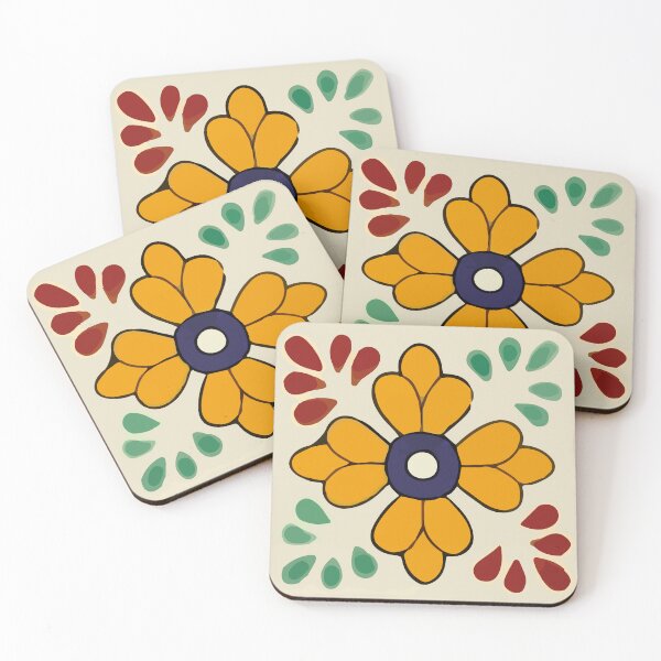 Item preview, Flower yellow cross talavera tile mexican ceramic designed and sold by T-Mex.