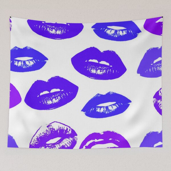 Item preview, Pop Art Inspired Lips - Blue and Purple designed and sold by TotallyRetroArt.