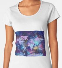 Weltkarte Premium Rundhals-Shirt