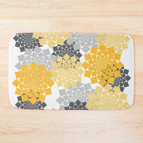 Item preview, ABSTRACT FLOWERS, Yellow and gray geometric floral pattern designed and sold by CONTRAPINK.
