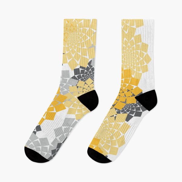 Item preview, ABSTRACT FLOWERS, Yellow and gray geometric floral pattern designed and sold by CONTRAPINK.