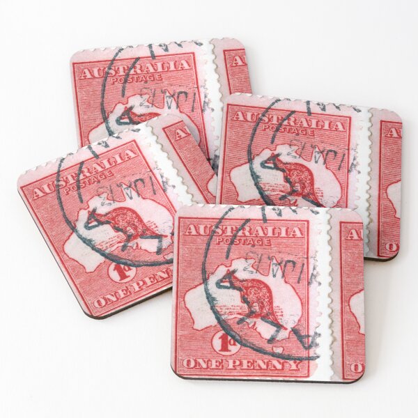 Item preview,  Classic Red Kangaroo One Penny Stamp designed and sold by 2AGoodHome.