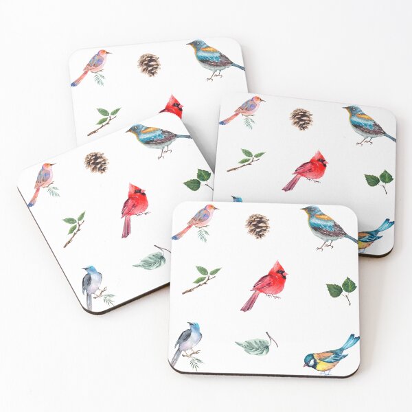 Item preview, Watercolor Forest Birds Nature Collage designed and sold by silviaol.