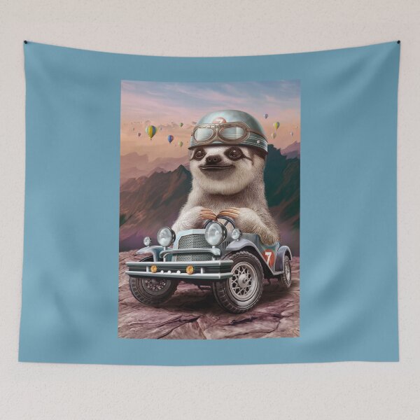 Item preview, SLOTH ON  RACING CAR designed and sold by Jumali Katani.