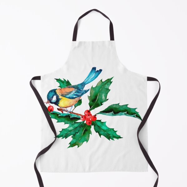 Item preview, Watercolor Blue Yellow Bird on Holly Berry Branch designed and sold by silviaol.