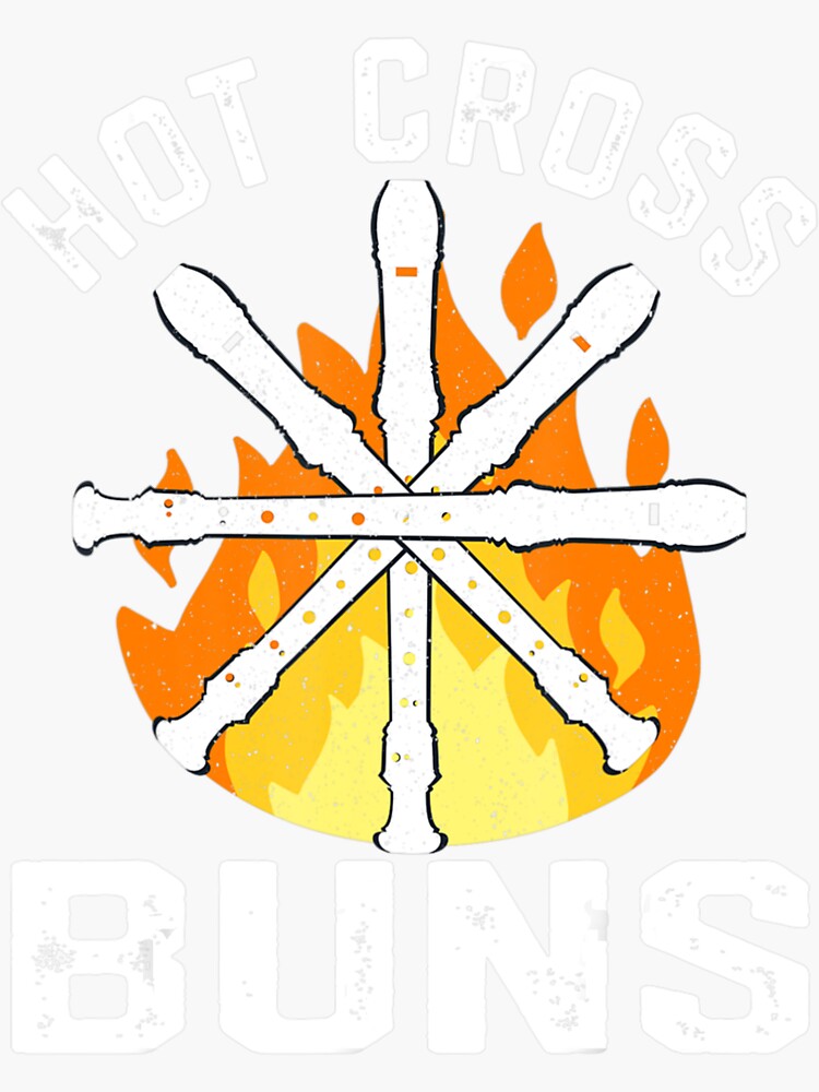 "Hot Cross Buns Recorder Womens Pattern For Dad Vintage" Sticker for