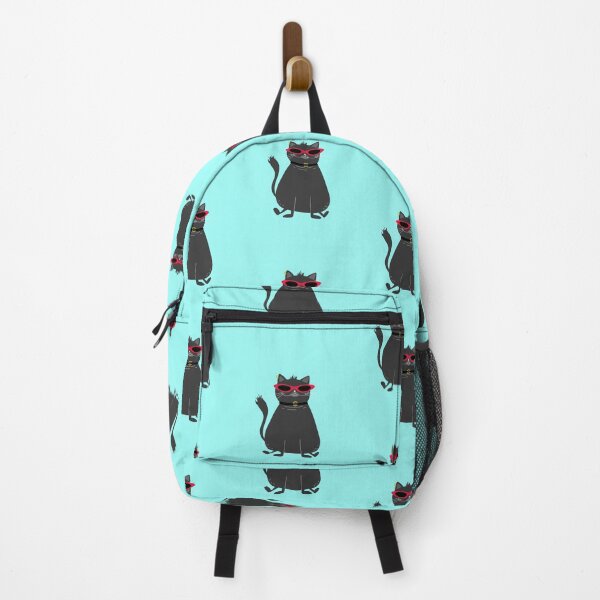 Item preview, Black Cat with Red framed Glasses Smiling under the sun designed and sold by InspiredForever.