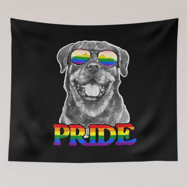 Item preview, LGBT Rottweiler Dog Gay Pride Rainbow Flag Retro LGBTQ designed and sold by BufFord71.