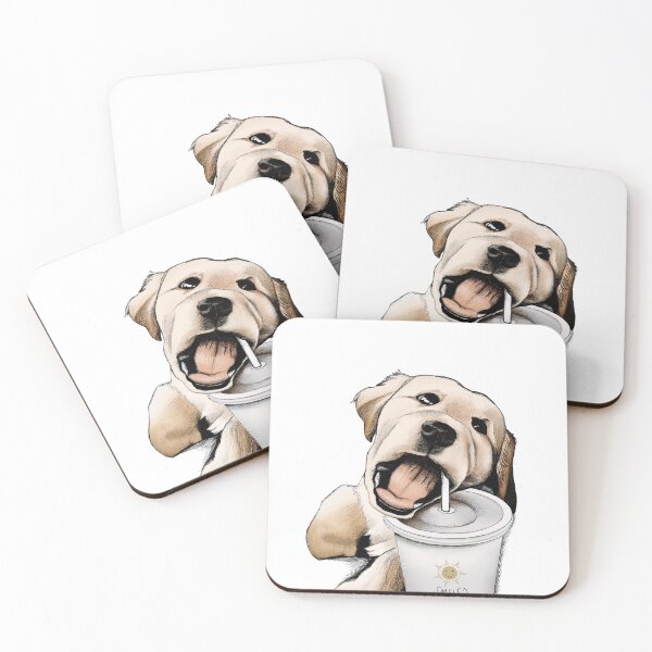 Item preview, Golden Retriever Puppy Drinking a Soft Drink designed and sold by alachiki.