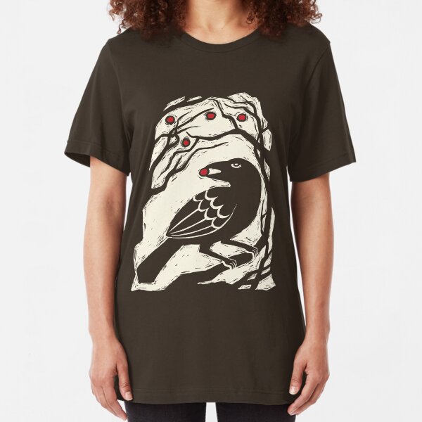 Autumn Berries Bird Print Slim Fit T-Shirt