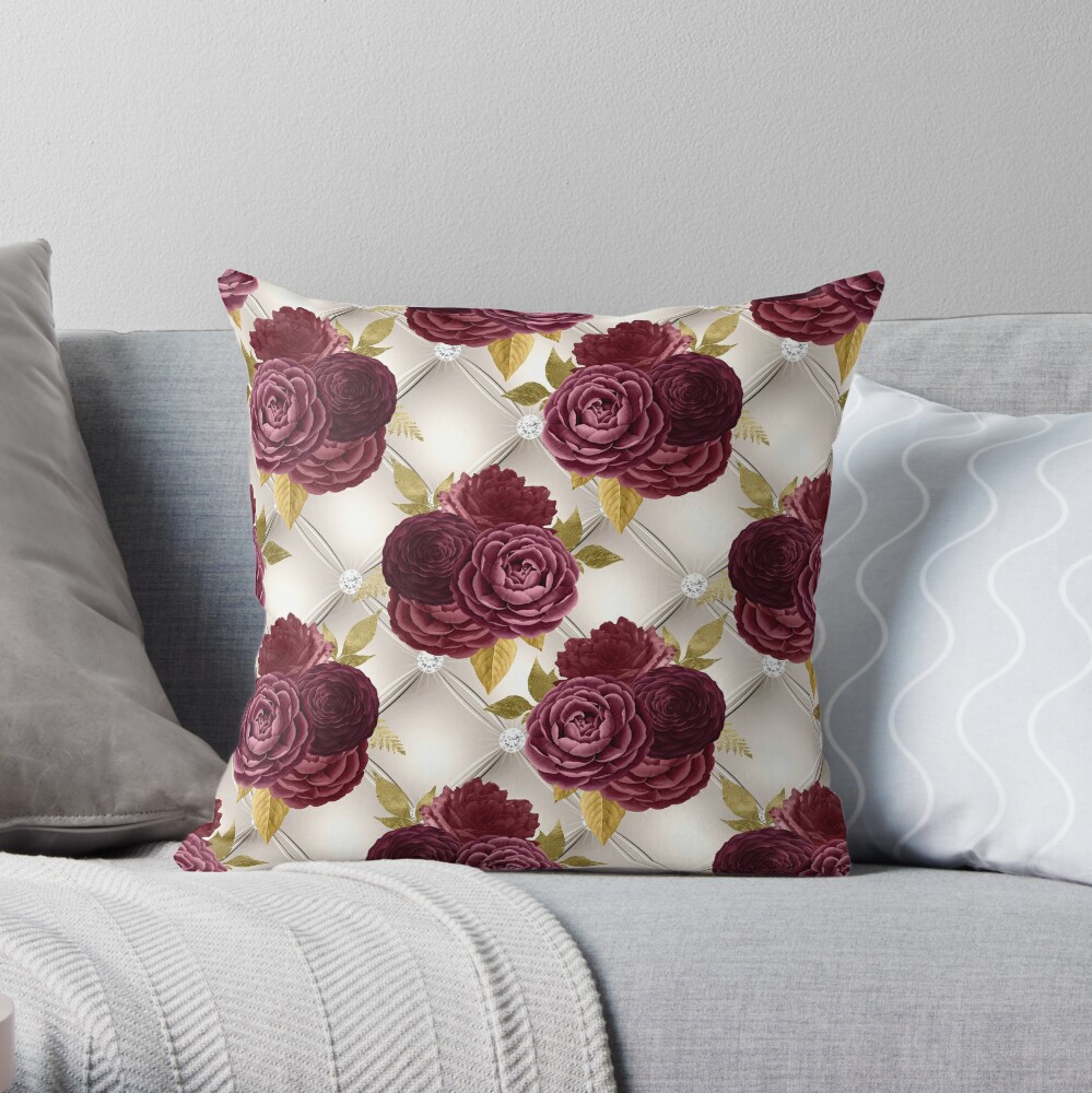 Cute romantic floral design Throw Pillow