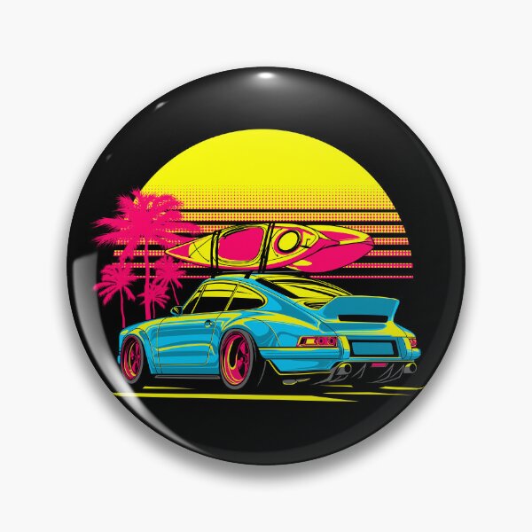Item preview, Blue Sports Car Kayak Boat Palm Trees Beach Sunset designed and sold by halleinstyle.
