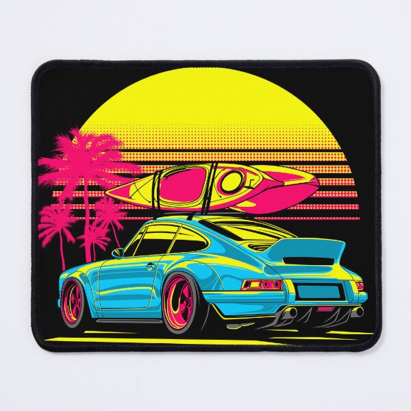 Item preview, Blue Sports Car Kayak Boat Palm Trees Beach Sunset designed and sold by halleinstyle.