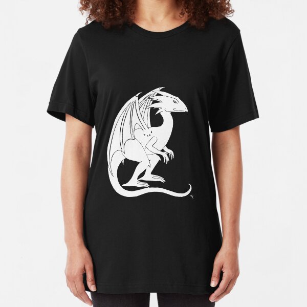 Smirking Dragon (white) Slim Fit T-Shirt