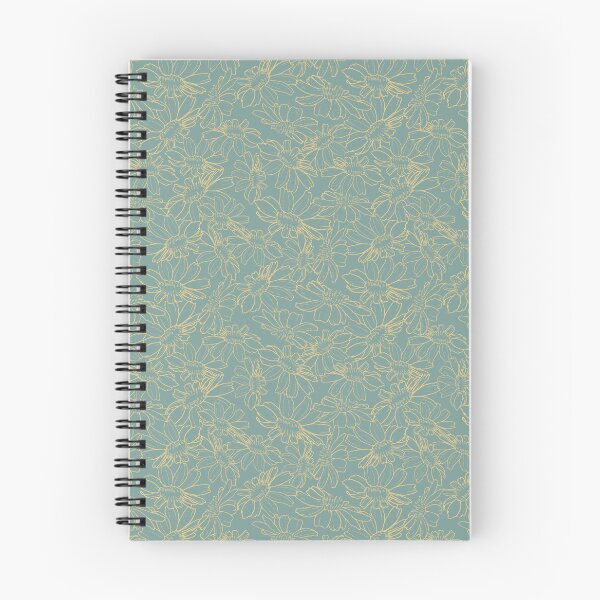 Item preview, Daisies tossed repeating pattern of line drawing with soft turquoise background   designed and sold by SCdesignqld.