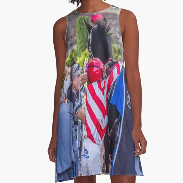 Jockey Getting On A Racehorse A-Line Dress
