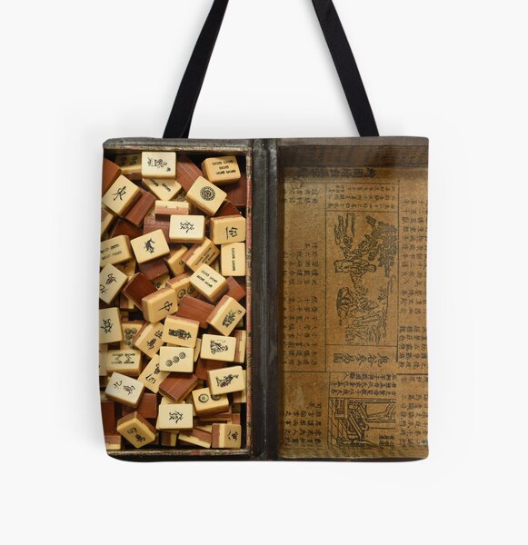 Vintage Bone and bamboo Mahjong or mah-jongg playing tiles in box. Tote  Bag for Sale by Umdash919