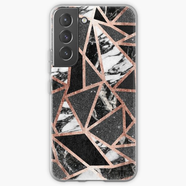 Modern Rose Gold Glitter Marble Geometric Triangle Samsung Galaxy Soft Case