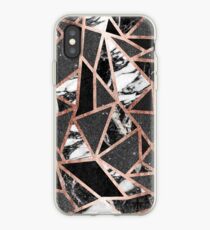Modern Rose Gold Glitter Marble Geometric Triangle iPhone Case