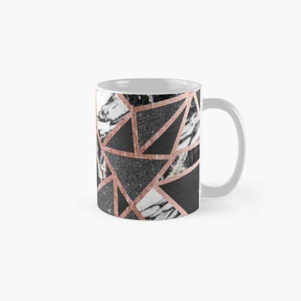 Modern Rose Gold Glitter Marble Geometric Triangle Classic Mug