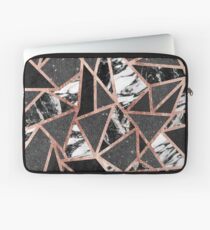 Modern Rose Gold Glitter Marble Geometric Triangle Laptop Sleeve