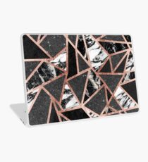Modern Rose Gold Glitter Marble Geometric Triangle Laptop Skin
