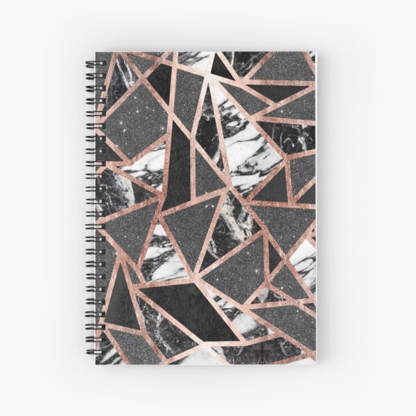 Modern Rose Gold Glitter Marble Geometric Triangle Spiral Notebook
