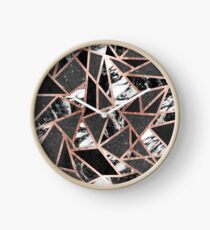 Modern Rose Gold Glitter Marble Geometric Triangle Clock