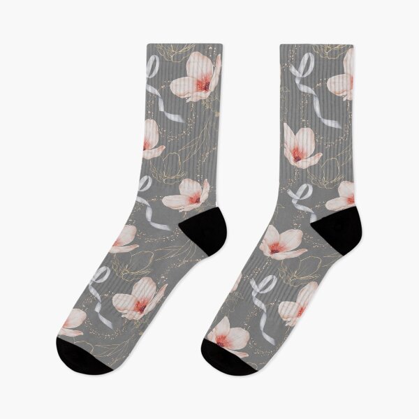 Artikelvorschau, Blumen und Farbbänder Muster Grau entworfen und verkauft von SageStoneCo.