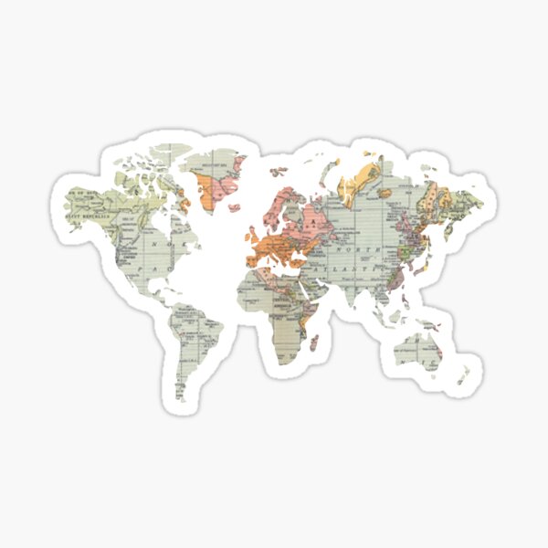 proposición Maquinilla de afeitar hacer los deberes Baesic Vintage World Map" Sticker for Sale by BaesicClothing | Redbubble