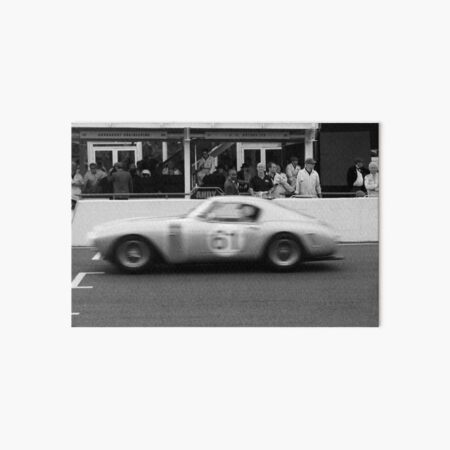 Racing Ferrari Black and White Photograph Art Board Print