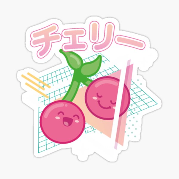 "cherry kawaii 90s japanese style kawaii" Sticker for Sale by GostaBate Redbubble