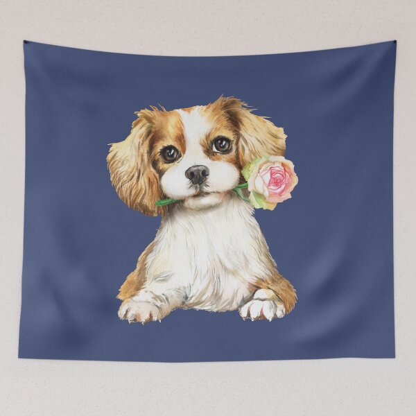 Item preview, Cavalier King Charles with Rose designed and sold by Lonesome-Fox.