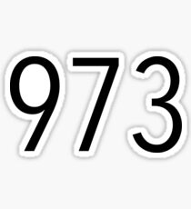 Plain Black 973 Area Code Sticker