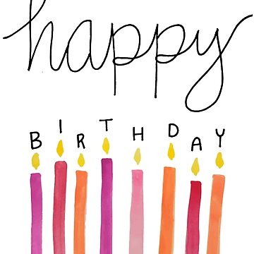 Artwork thumbnail, happy birthday candles pink by Spitfire July Doodles