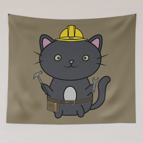 Item preview, Cute handyman cat - construction worker cat with tools designed and sold by xP42.