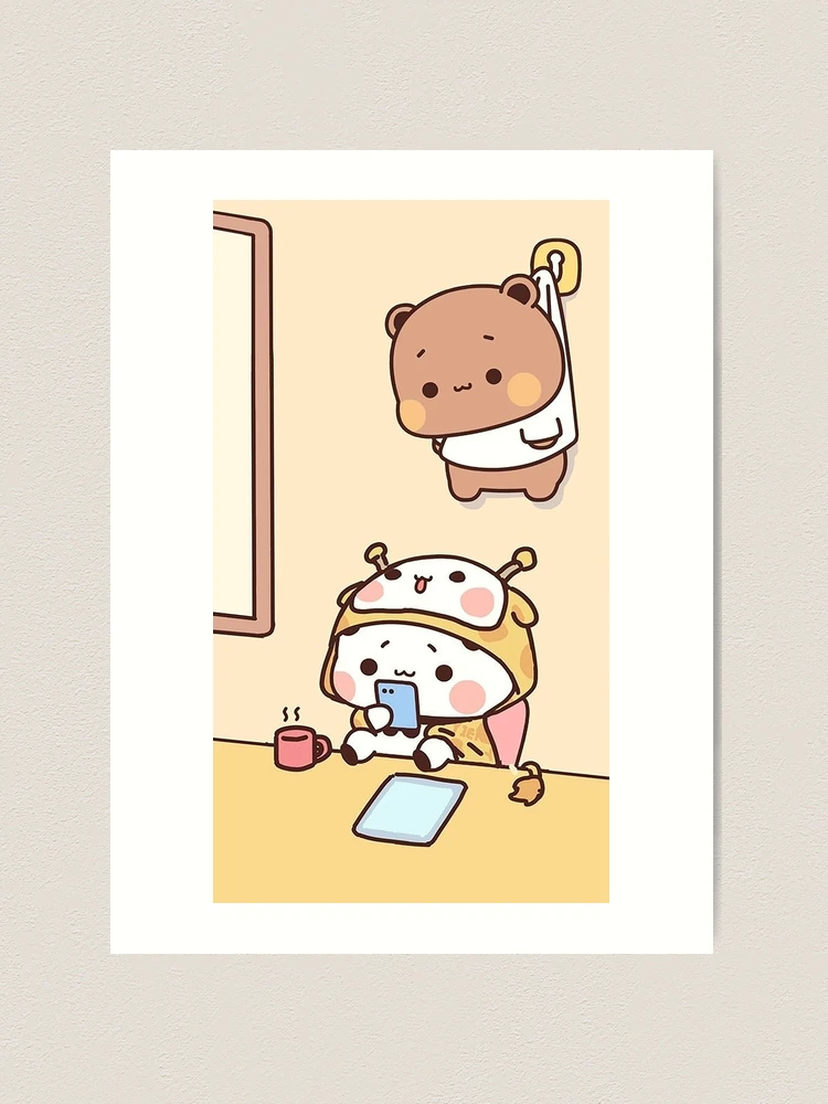 Cute Dudu Is Hanging And Bubu Is Playing Phone Art Print for Sale by  gingersweet