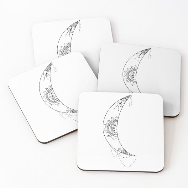 Item preview, Crescent moon mandala (black and white) designed and sold by RandiMullins.